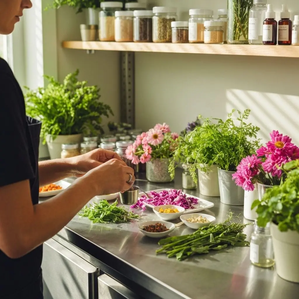 Botanical ingredients arranged artistically